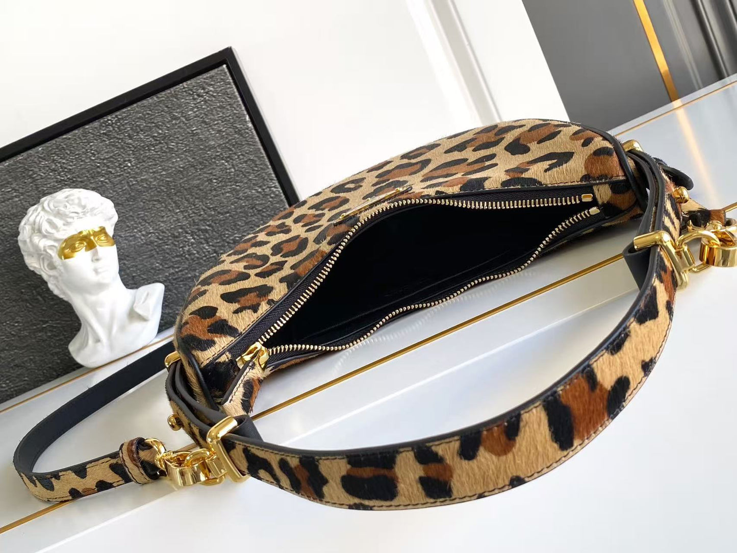 Arqué printed leather mini shoulder bag 1BC194_2C7B_F0151_V_OOM