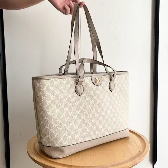Ophidia series medium oatmeal-colored tote bag