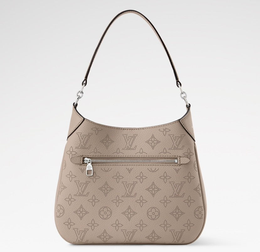 All Around PM Tote Bag with Openwork Monogram Pattern, Pebble Gray Mahina Calfskin |M27336