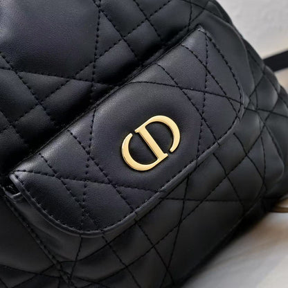 Small DR Caro Bucket Bag Powder Macrocannage Lambskin