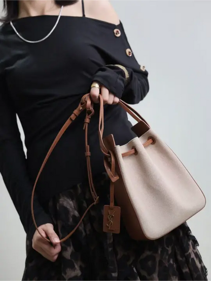 Canvas bucket bag
