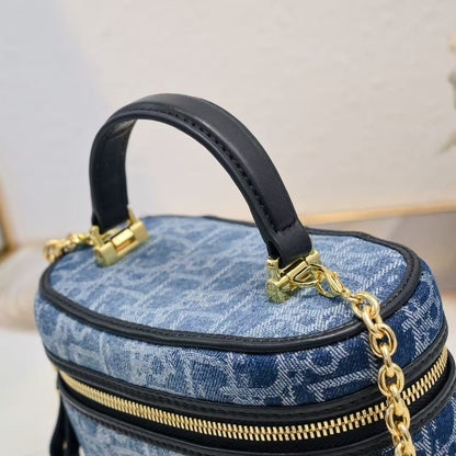 Caro Mini Vanity Case Black Macrocannage Lambskin