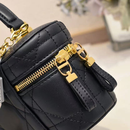 Caro Mini Vanity Case Black Macrocannage Lambskin