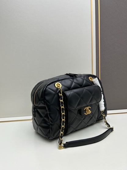 Bowling Bag Black Lambskin & Gold-Tone Metal AS5243 B17652 94305