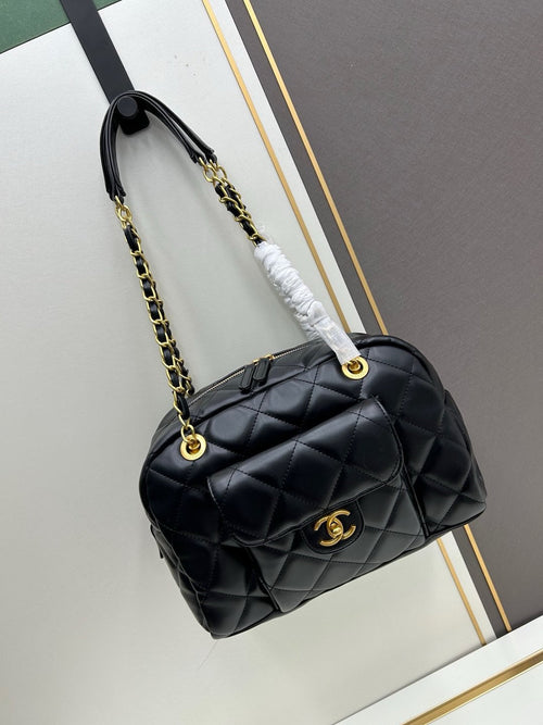 Bowling Bag Black Lambskin & Gold-Tone Metal AS5243 B17652 94305