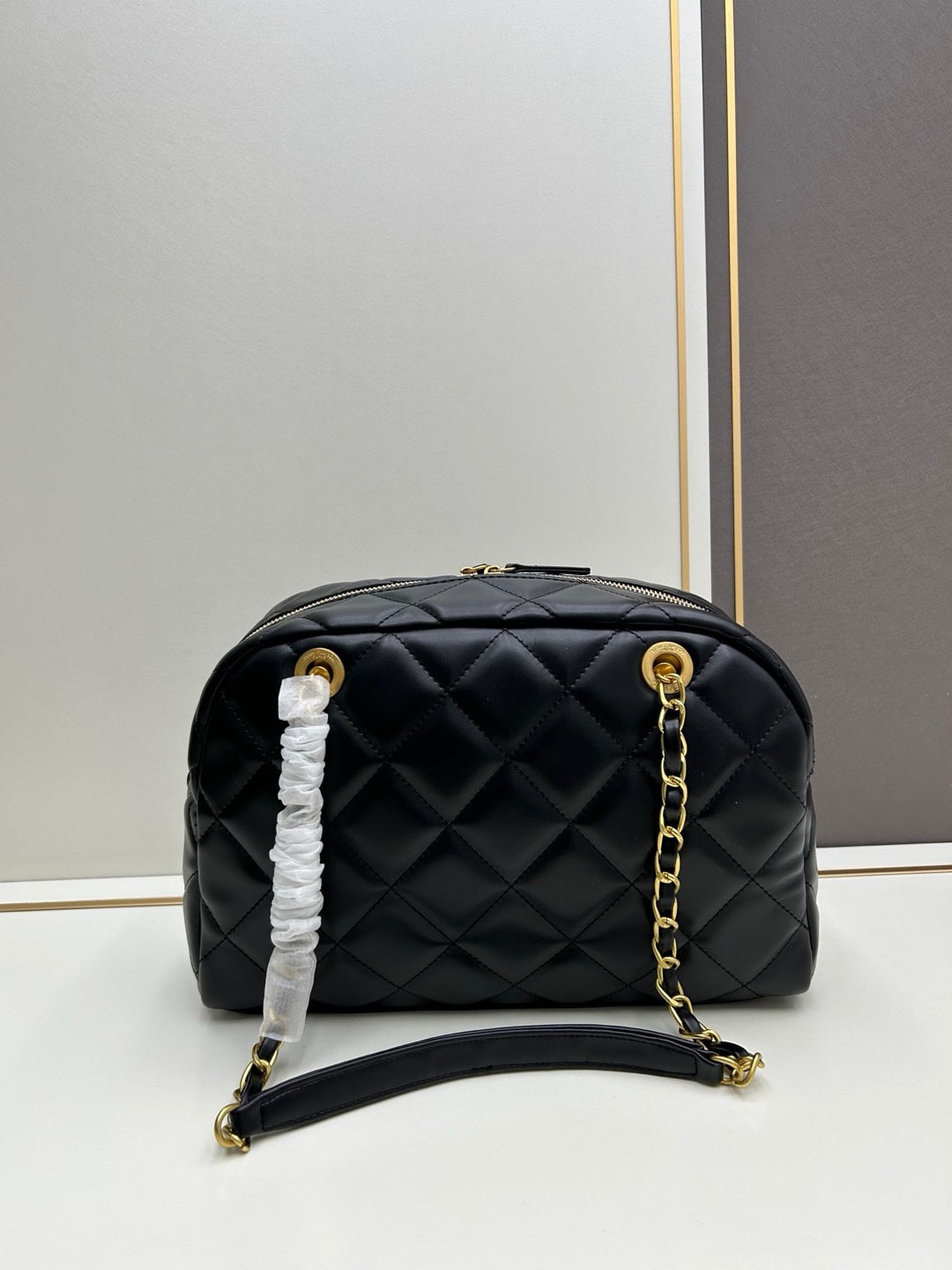 Bowling Bag Black Lambskin & Gold-Tone Metal AS5243 B17652 94305