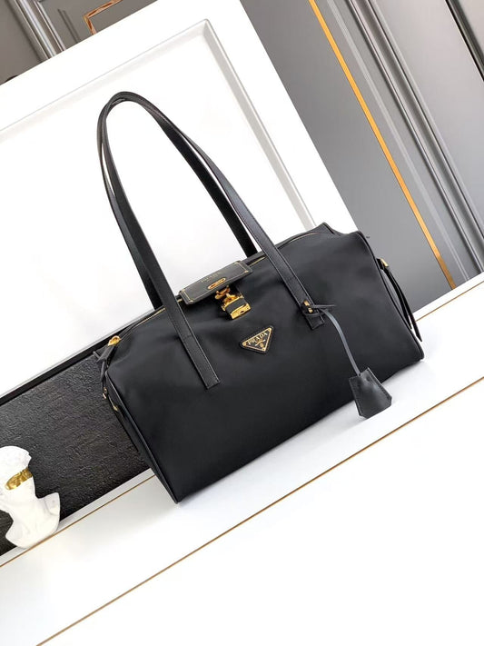 Large Re-Nylon Top-Handle Bag with Padlock 1BB135_R064_F0002