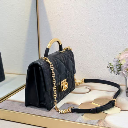Medium DR Ange Bag Black Macrocannage Lambskin M9402UBAX_M900