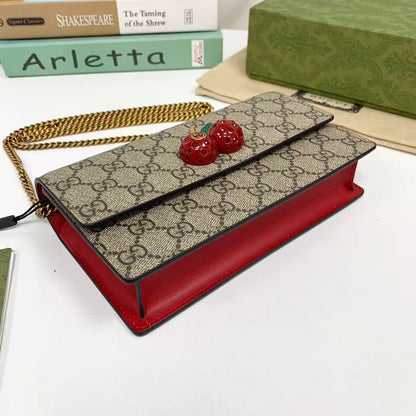 GG Supreme canvas mini bag with cherries