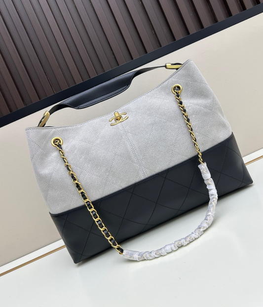 25A Handcrafted Collection Suede and Leather Tote Bag