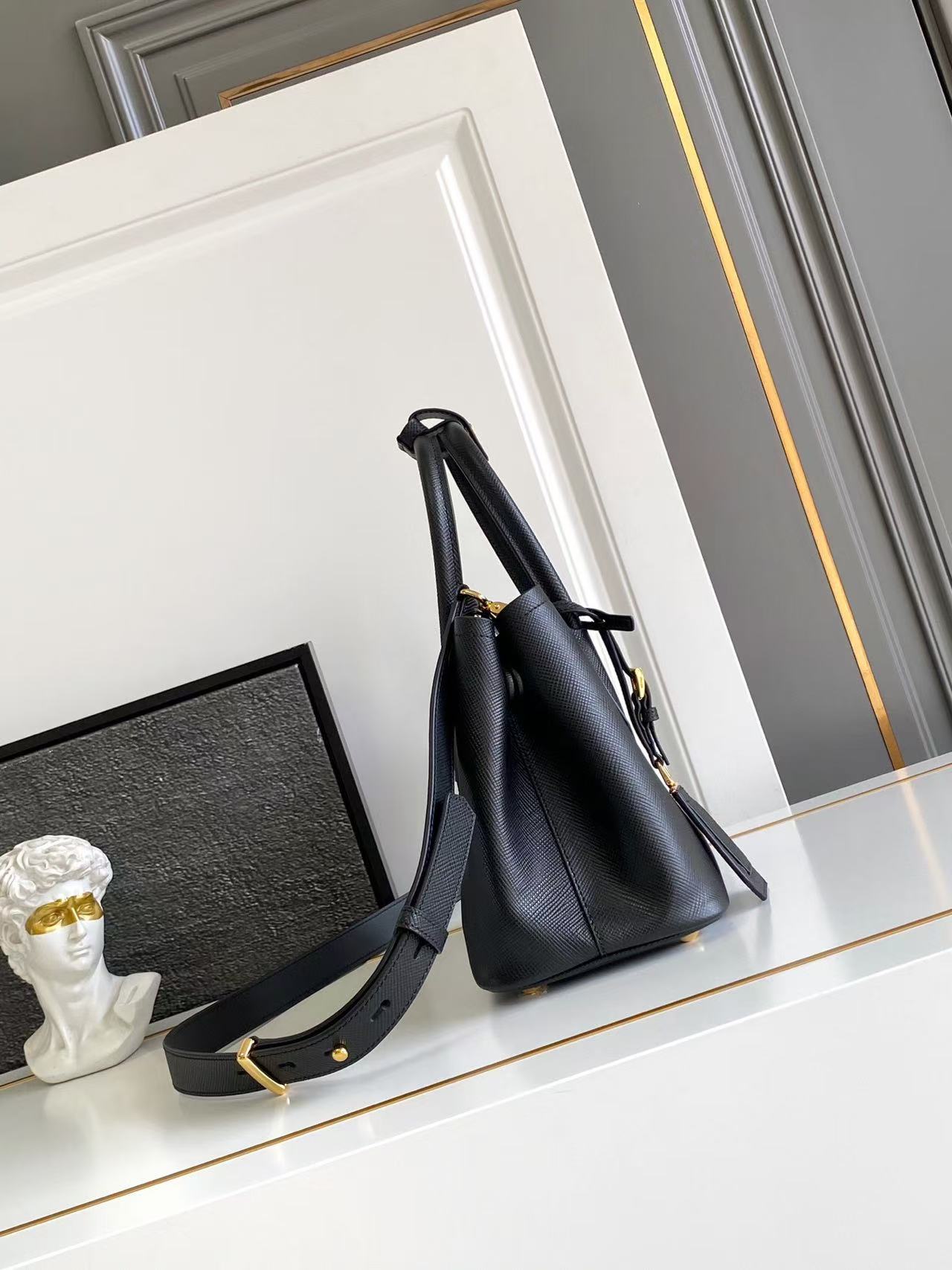 Double small Saffiano leather bag 1BG443