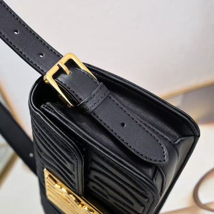 Miss DR Flap Bag Black Quilted Calfskin with Miss DR Allover Motif M2610UBOS_M900