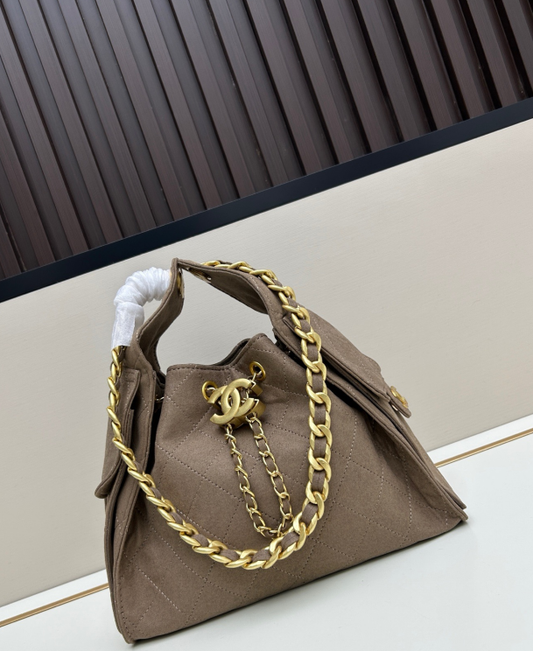 25 Small Handbag Suede Calfskin & Gold-Tone Metal Camel AS5293 B24123 U7738