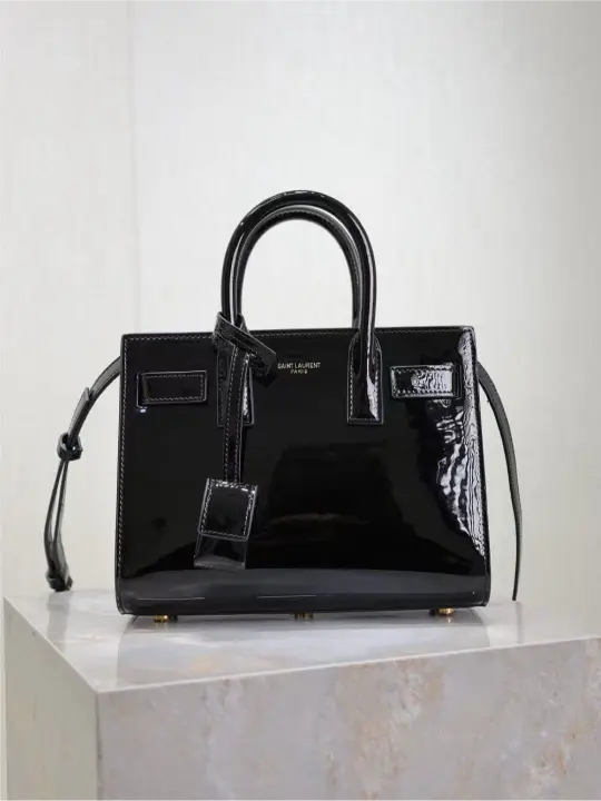Sac De Jour black patent leather handbag