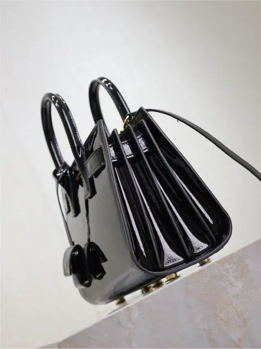 Sac De Jour black patent leather handbag