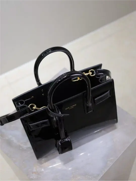 Sac De Jour black patent leather handbag