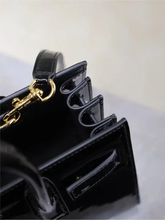 Sac De Jour black patent leather handbag