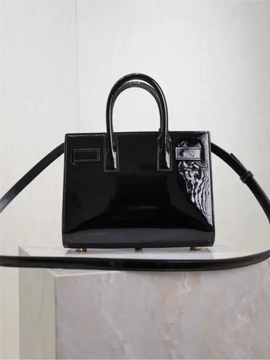 Sac De Jour black patent leather handbag