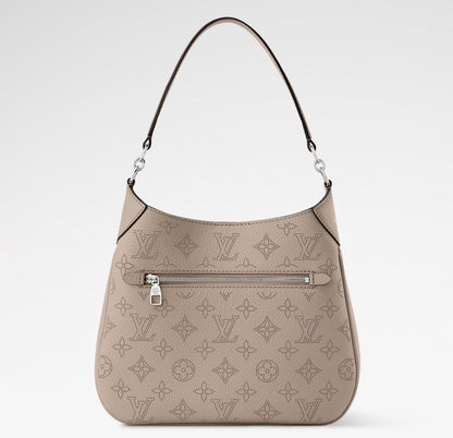 All Around PM Tote Bag with Openwork Monogram Pattern, Pebble Gray Mahina Calfskin |M27336