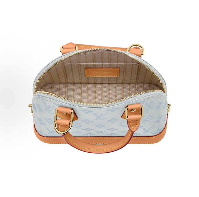 2026 Alma PM Handbag Glacier Blue  Monogram-coated canvas with calfskin trim M27526