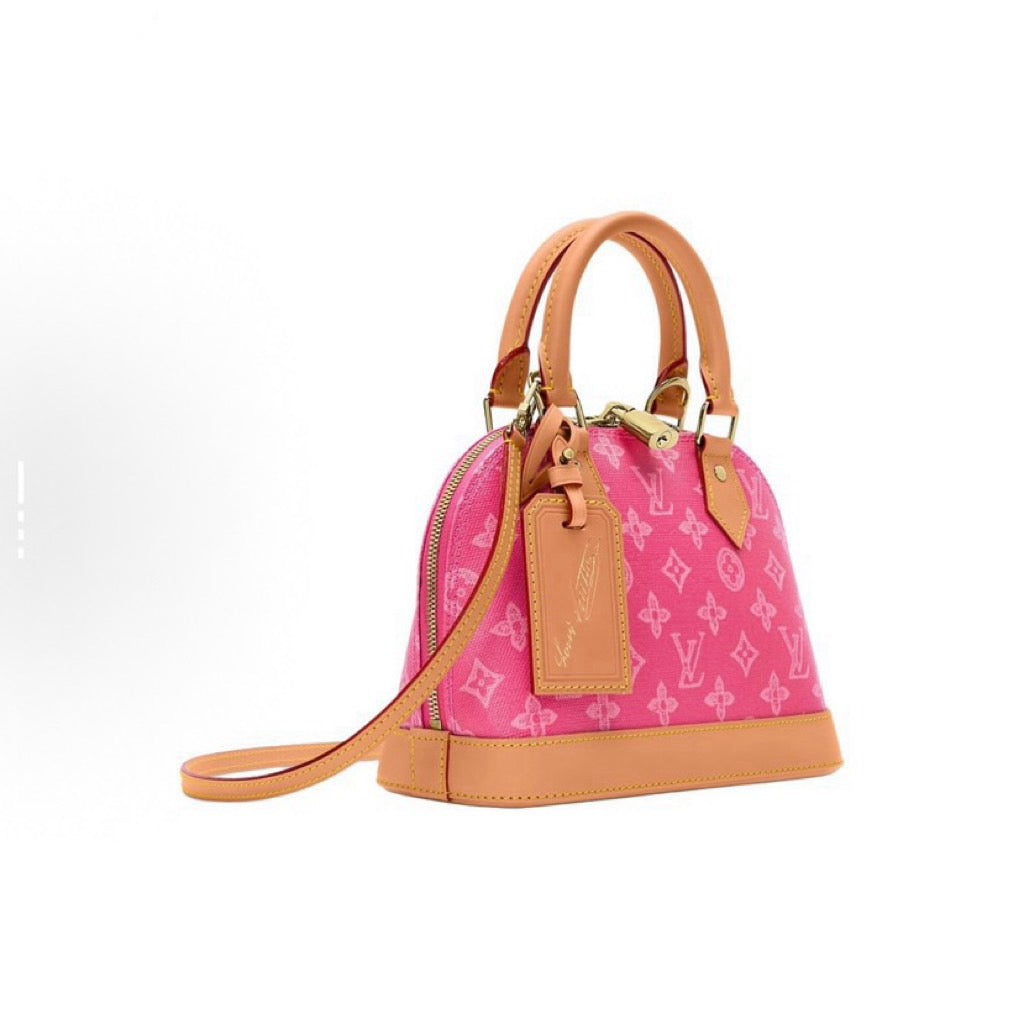 2026 Alma PM Handbag Glacier Blue  Monogram-coated canvas with vachetta leather trim M27526