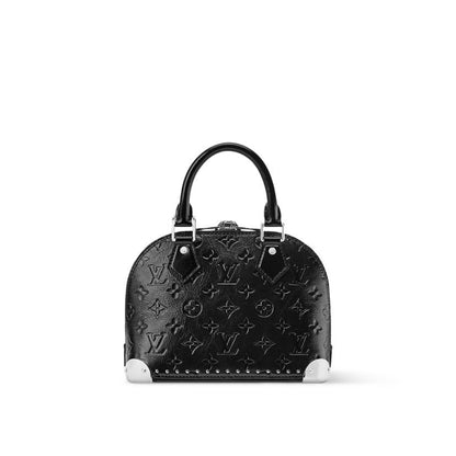 2026 Alma Trunk BB Handbag, Black Calfskin with Monogram Saga Embossing M27812
