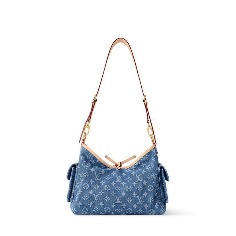 2026 Carryall Cargo PM Handbag in Dark Blue Denim M28287