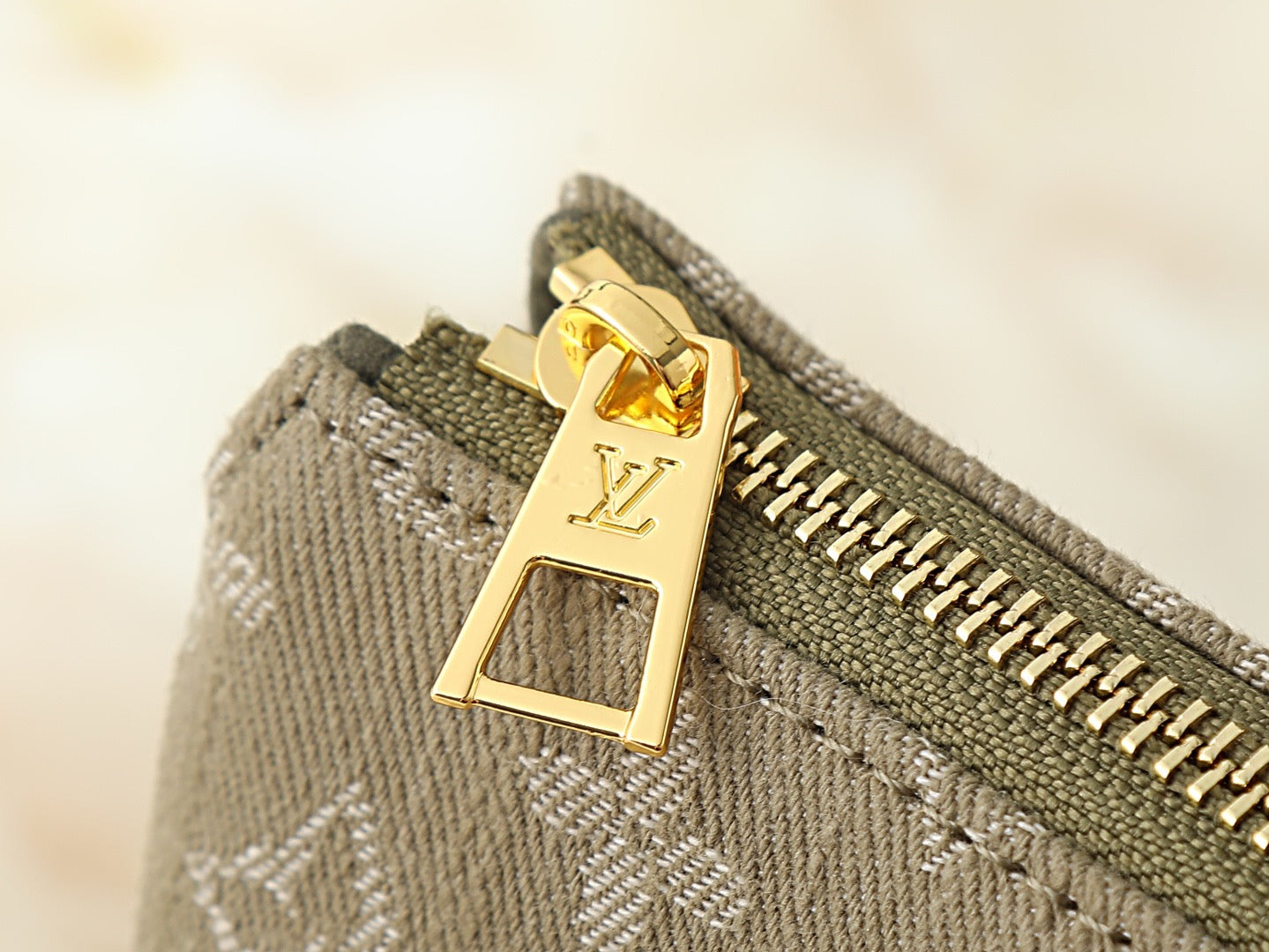 2026 Coussin PM Handbag in Khaki Cotton Denim M28360