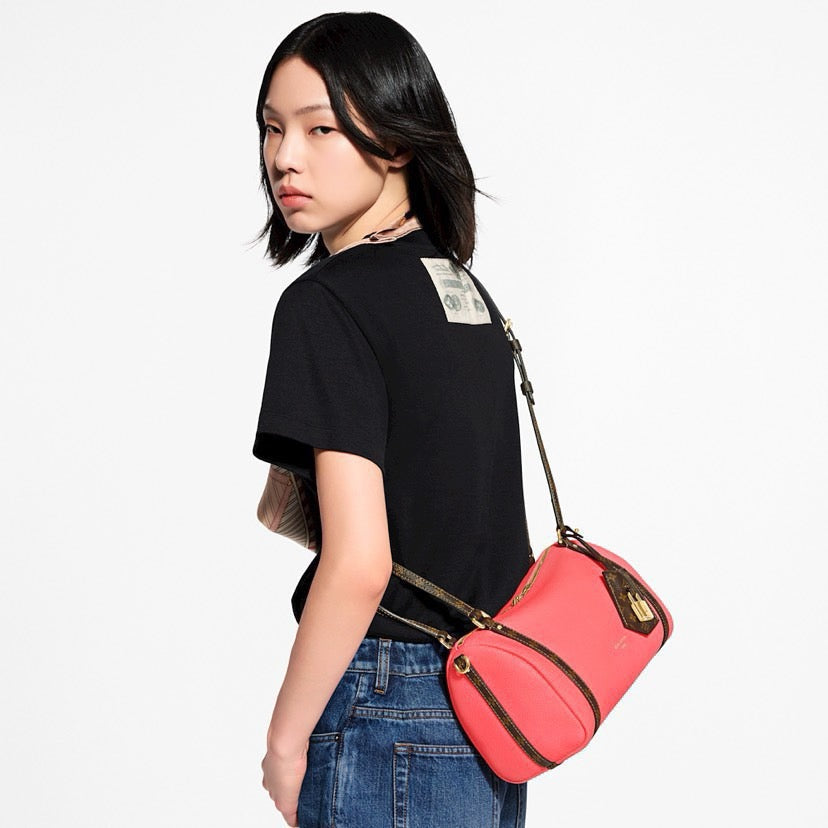 2026 Express PM Handbag in Bright Pink Grained Calfskin M29092