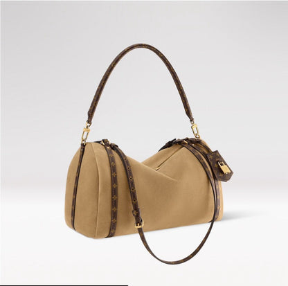 2026 Express MM Handbag in Hazelnut Brown Soft Suede M26358