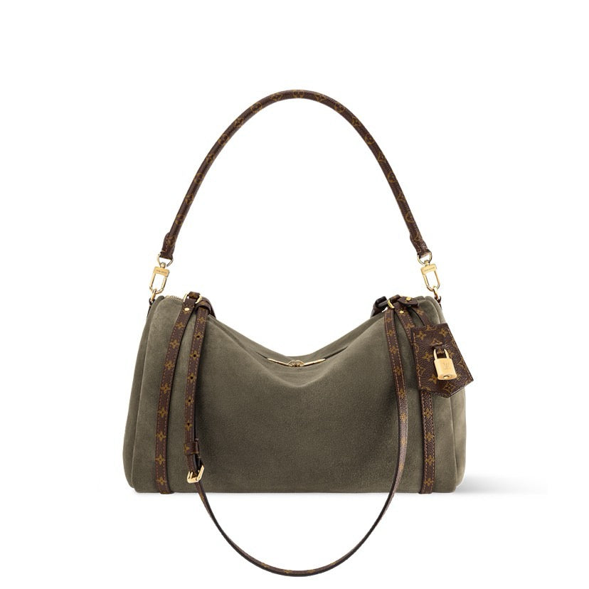 2026 Express MM Handbag Khaki Suede Calfskin M29230