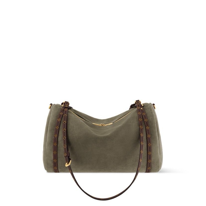 2026 Express MM Handbag Khaki Suede Calfskin M29230