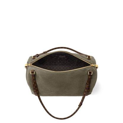 2026 Express MM Handbag Khaki Suede Calfskin M29230