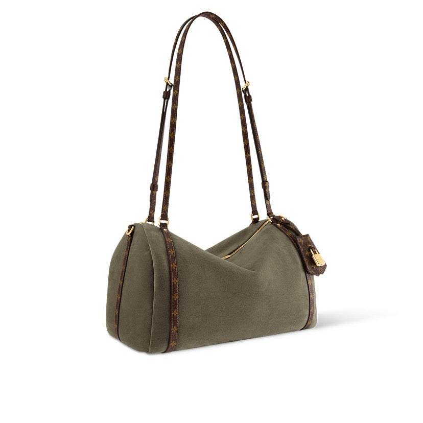 2026 Express MM Handbag Khaki Suede Calfskin M29230