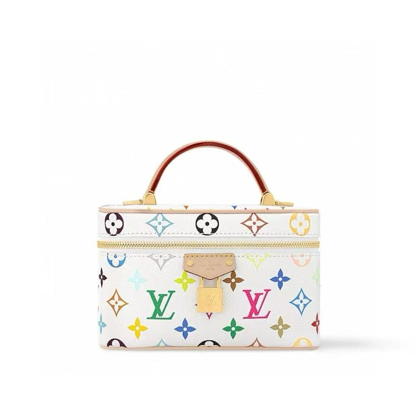 2026 Vanity Chain Pouch Makeup Bag Monogram Multicolore White Canvas M13662
