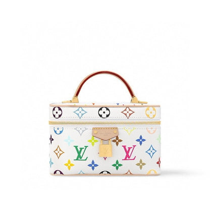 2026 Vanity Chain Pouch Makeup Bag Monogram Multicolore White Canvas M13662