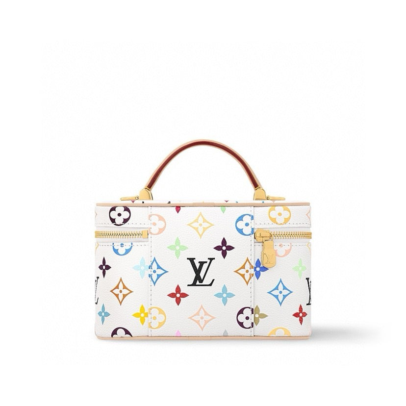 2026 Vanity Chain Pouch Makeup Bag Monogram Multicolore White Canvas M13662