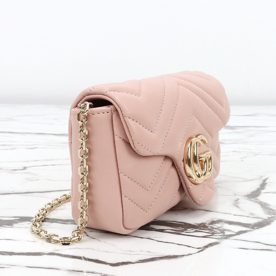 2026 Pink Beige Leather Mini/Mini Chain Shoulder Bag 841290 AAFAX