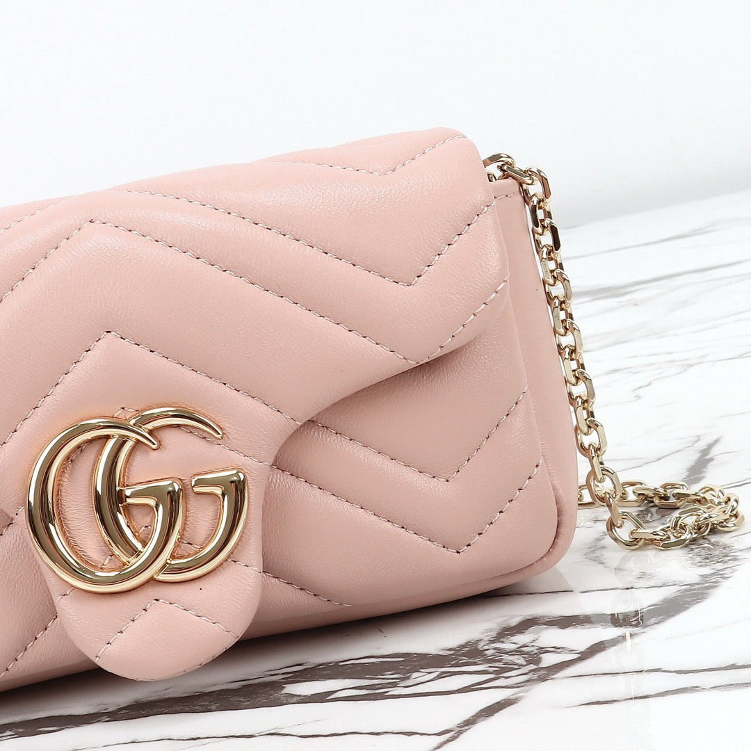 2026 Pink Beige Leather Mini/Mini Chain Shoulder Bag 841290 AAFAX