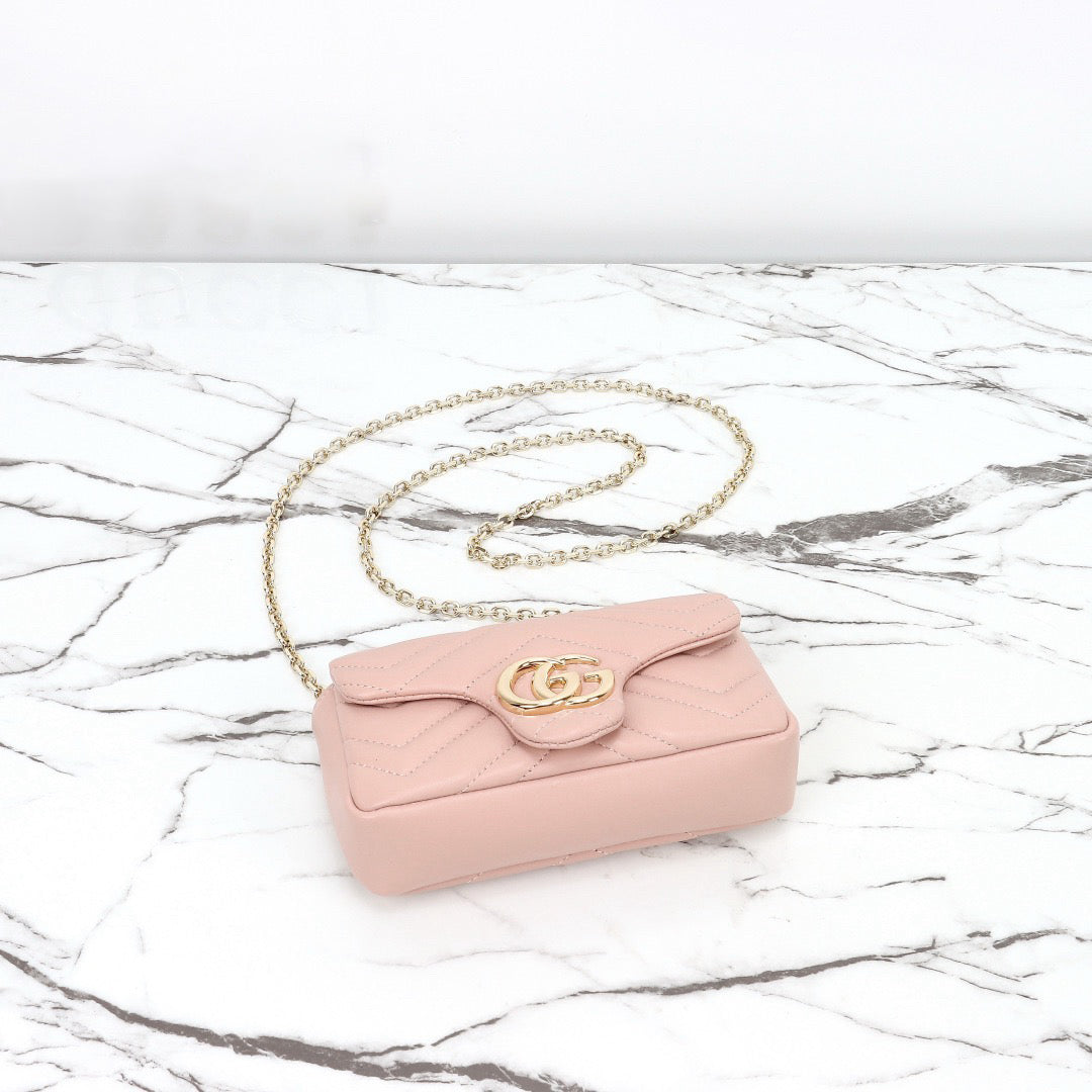 2026 Pink Beige Leather Mini/Mini Chain Shoulder Bag 841290 AAFAX