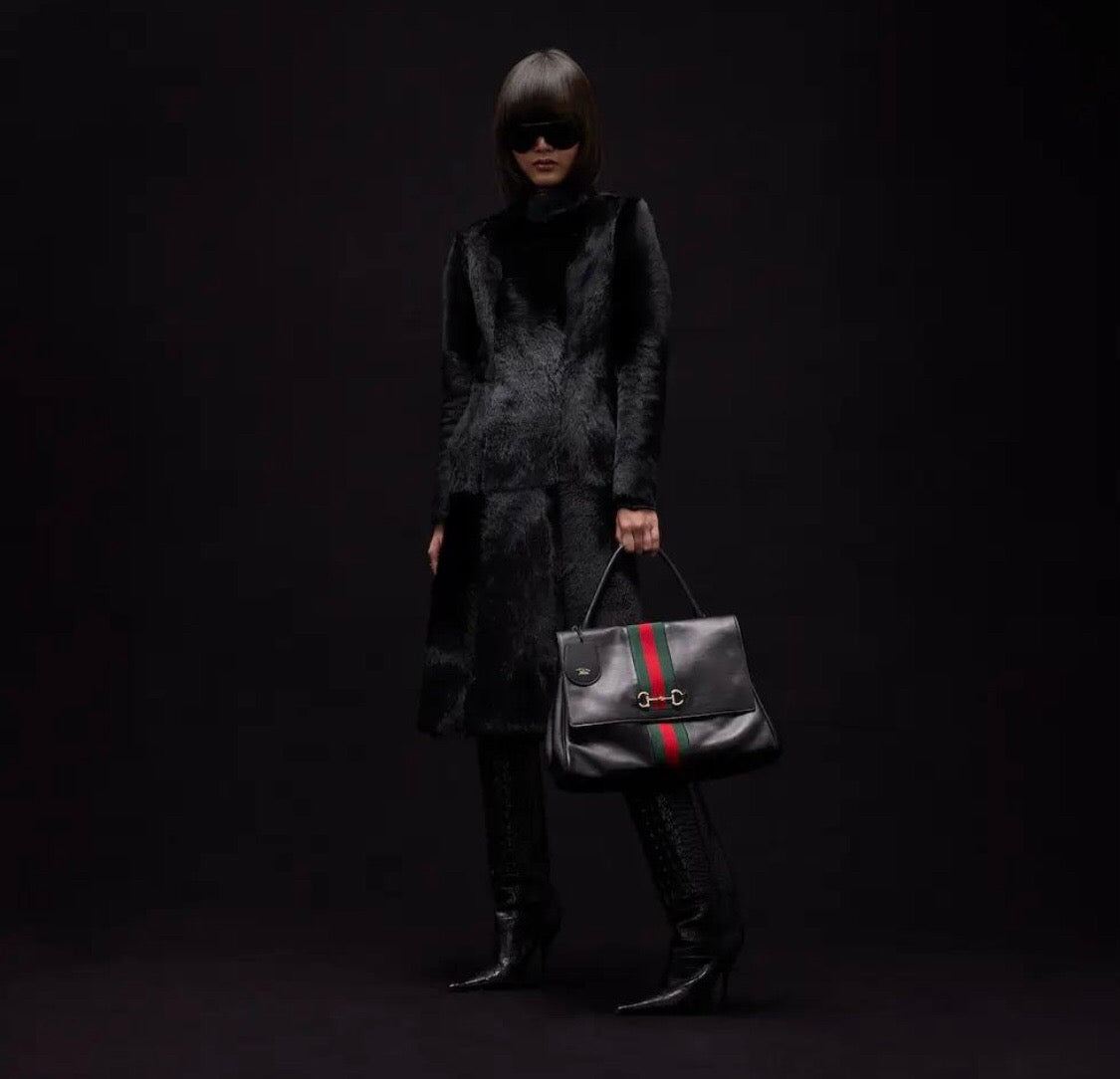 2026 Medium Black Premium Leather Paparazzo Handbag 875018 AAGIQ 1053