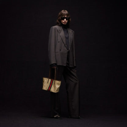 2026 Dark Brown GG Canvas Tote Bag 875236 FAF79 8547