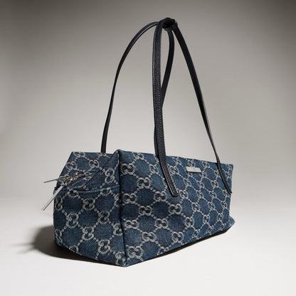 2026 Medium Boston Bag in Dark Blue Washed GG Denim 875228 FAF8V 4042