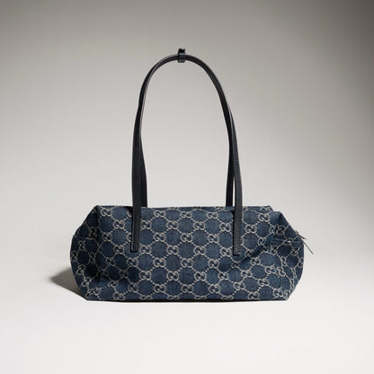2026 Medium Boston Bag in Dark Blue Washed GG Denim 875228 FAF8V 4042