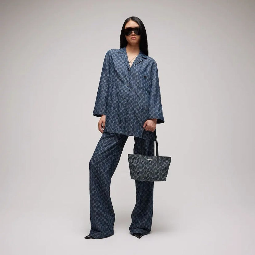 2026 Small Blue Washed GG Denim Tote Bag 875236 FAF8V 4042
