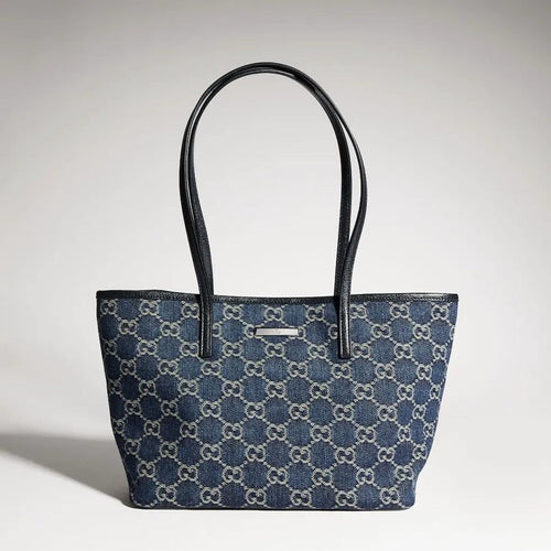 2026 Small Blue Washed GG Denim Tote Bag 875236 FAF8V 4042