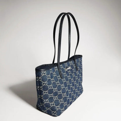 2026 Small Blue Washed GG Denim Tote Bag 875236 FAF8V 4042