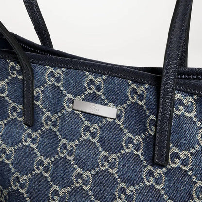 2026 Small Blue Washed GG Denim Tote Bag 875236 FAF8V 4042