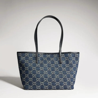 2026 Large Blue Washed GG Denim Tote Bag 874745 FAF8V 4042
