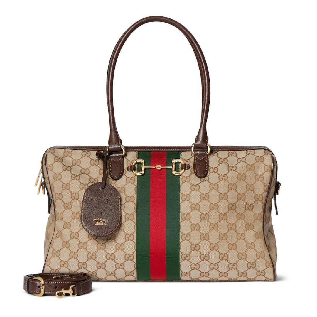 2026 Large Brown GG Canvas Boston Bag 866734 FAFV9 9653